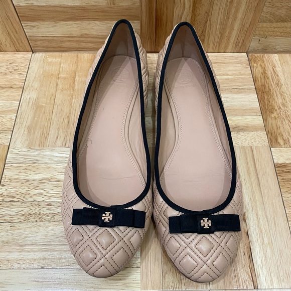 TORY BURCH Marion Quilted Ballet Flat North Nappa Gross Grain Quilt Stitch 10.5 - Picture 5 of 13
